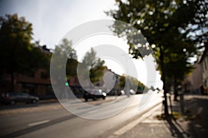 Blurry shot of a traffic during day in town scenery