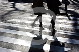 Blurry zebra crossing with pedestrians