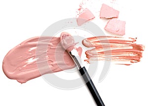 Blush with make up powder foundation on white background.