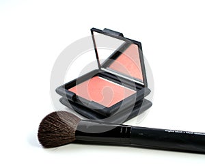 Blush makeup with brush