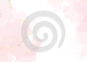 Blush pink watercolor fluid painting vector design card.