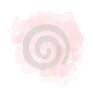 Blush pink watercolor fluid painting vector design card.