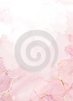 Blush pink watercolor fluid painting vector design card