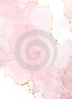 Blush pink watercolor fluid painting vector design card.