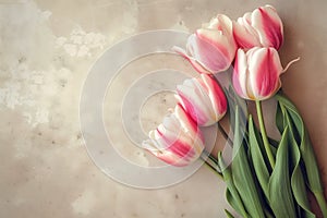 Blushing Beauties: A Peaceful Tribute on a White Marble Table photo