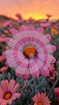 Blushing Beauty: A Botanical Masterpiece of Pink Daisies in a Fi