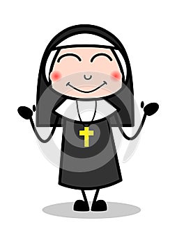 Blushing - Cartoon Nun Lady Vector Illustration