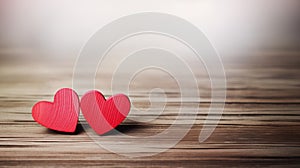 Blushing Hearts on a Wooden Table: A Bipedal Love Story Amidst A photo