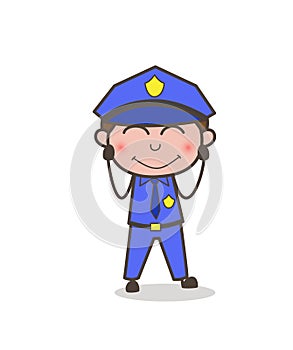 Blushing Officer Face Vector