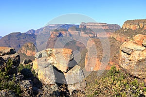 Blyde River Canyon and The Three Rondavels Three Sisters in Mpumalanga, South Africa. The Blyde River Canyon is the third