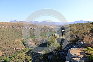 Blyde River Canyon and The Three Rondavels Three Sisters in Mpumalanga, South Africa. The Blyde River Canyon is the third