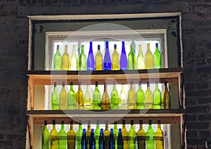 Colorful old antique bottles all in a row!