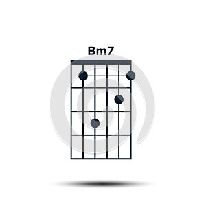 Bm7, Basic Guitar Chord Chart Icon Vector Template
