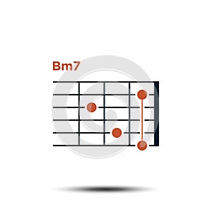 Bm7, Basic Guitar Chord Chart Icon Vector Template