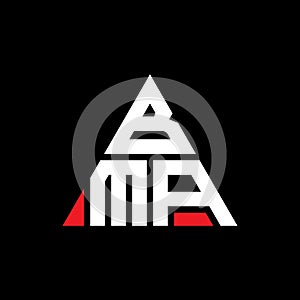 BMA triangle letter logo design with triangle shape. BMA triangle logo design monogram. BMA triangle vector logo template with red