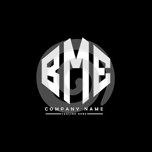 BME letter logo design with polygon shape. BME polygon and cube shape logo design. BME hexagon vector logo template white and