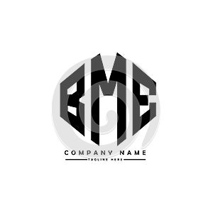 BME letter logo design with polygon shape. BME polygon and cube shape logo design. BME hexagon vector logo template white and