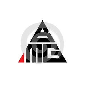 BMG triangle letter logo design with triangle shape. BMG triangle logo design monogram. BMG triangle vector logo template with red photo