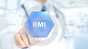 BMI, Body Mass Index, Doctor working on holographic interface, Motion Graphics