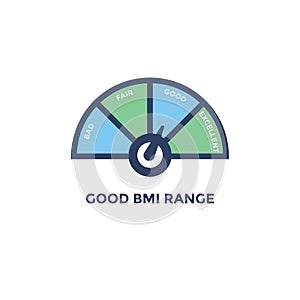 BMI - Body Mass Index Icon with with BMI range chart - green and