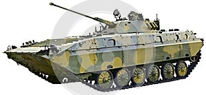 BMP 2 - Soviet fighting vehicle on white photo