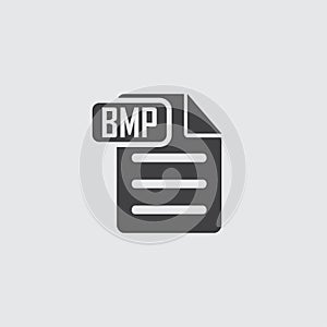 BMP icon in black on a gray background. Vector illustration photo