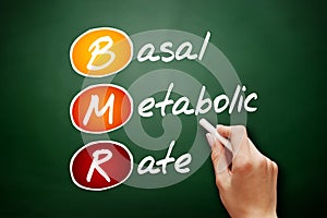 BMR - Basal Metabolic Rate acronym, concept on blackboard