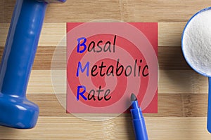 BMR Basal metabolic rate written on note