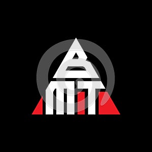BMT triangle letter logo design with triangle shape. BMT triangle logo design monogram. BMT triangle vector logo template with red