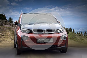 BMW i3 red electric car.