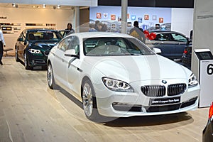 BMW Six series Gran Coupe. White color. Premium Moscow International Automobile Salon Shine
