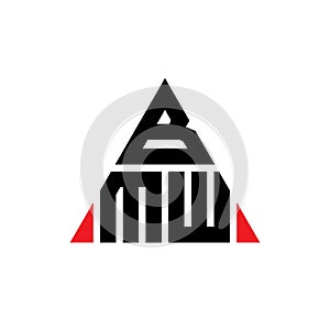 BMW triangle letter logo design with triangle shape. BMW triangle logo design monogram. BMW triangle vector logo template with red