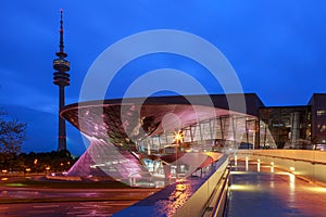 BMW Welt Munich, Germany at night