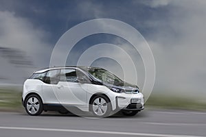 BMW white electric car.