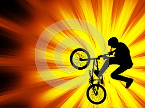 Bmx bicyclist on the abstract background