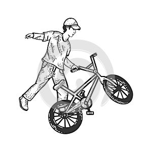 BMX bike sport bicycle sketch engraving vector