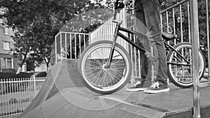 BMX biker in the extreme skating park.