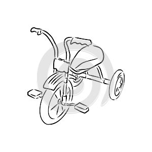 BMX. Children`s bicycle. Element for extreme sports. Outdoor activity element. Black and white vector isolated on white backgroun