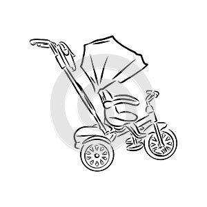 BMX. Children`s bicycle. Element for extreme sports. Outdoor activity element. Black and white vector isolated on white backgroun