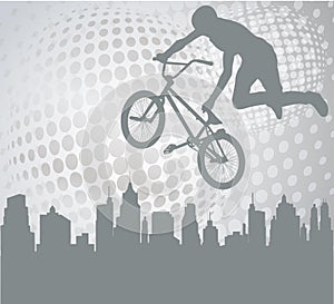 Bmx cyclist on the abstract background