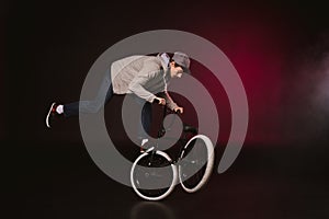 Bmx cyclist performing stunt