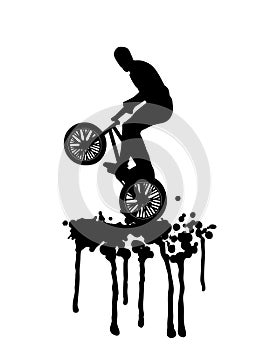 Bmx jump on splash in black and white