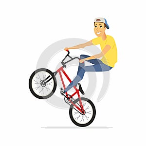 BMX rider - cartoon people character isolated illustration