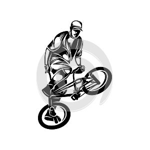 BMX Rider design vector template, illustration, silhouette