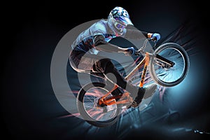 BMX Rider Performing Stunt on black background