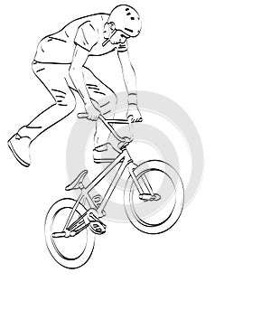 Bmx stunt cyclist line art