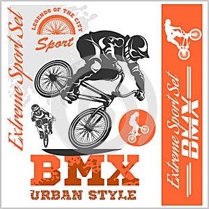 BMX t-shirt Graphics. Extreme bike street style - Vector BMX cyclyst