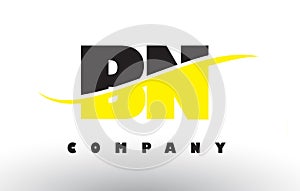 BN B N Black and Yellow Letter Logo with Swoosh.