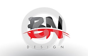 BN B N Brush Logo Letters with Red and Black Swoosh Brush Front