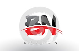 BN B N Brush Logo Letters with Red and Black Swoosh Brush Front photo